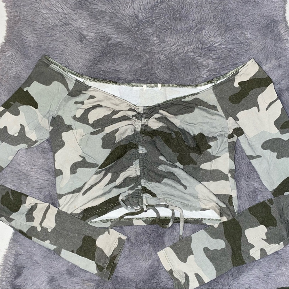 Garage Camo Long Sleeve Crop Top